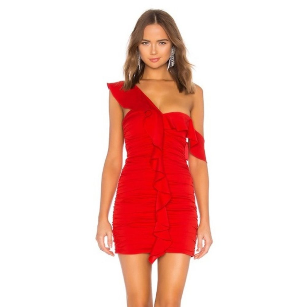 COPY - Red shirred mini dress, Lovers + Friends